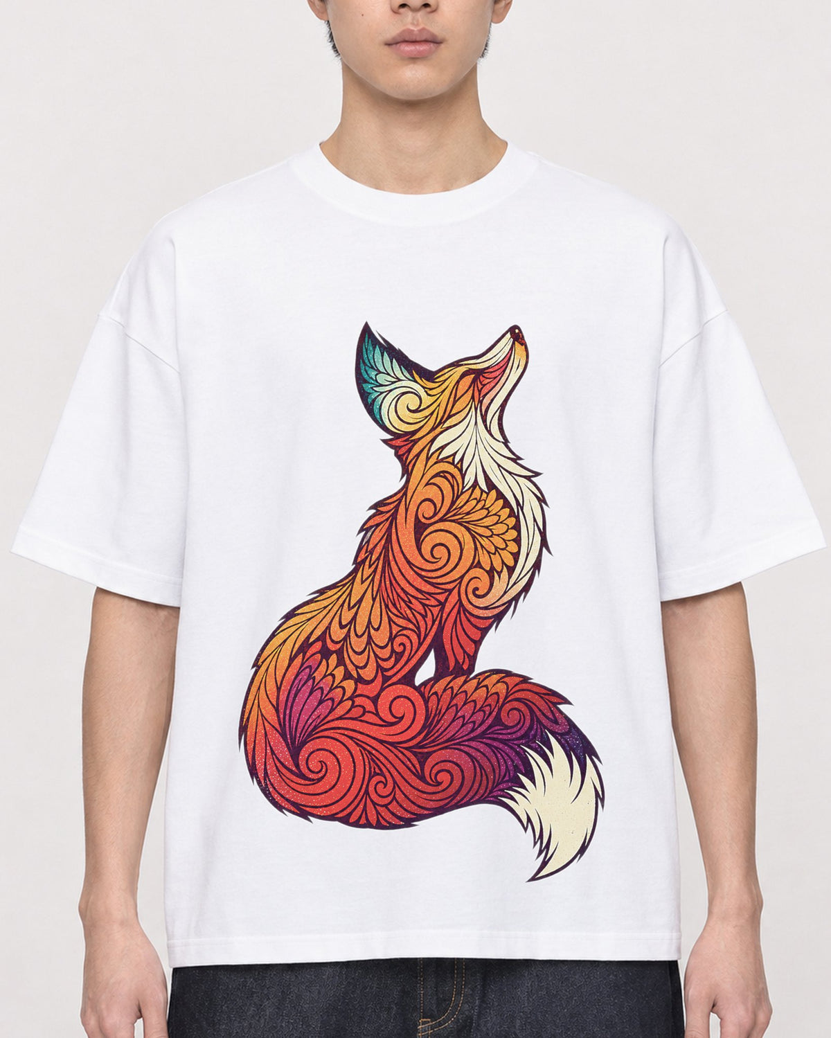 Mockup Boxy Heavyweight Tee White male close-up 01