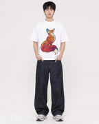 Mockup Boxy Heavyweight Tee White male full-body 01