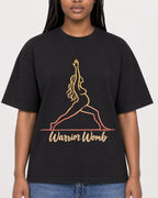 Mockup Boxy Heavyweight Tee Black female close-up 04