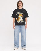 Mockup Boxy Heavyweight Tee Black male full-body 49