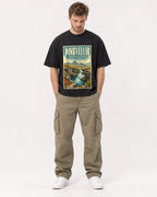 Mockup Boxy Heavyweight Tee Black male full-body 08