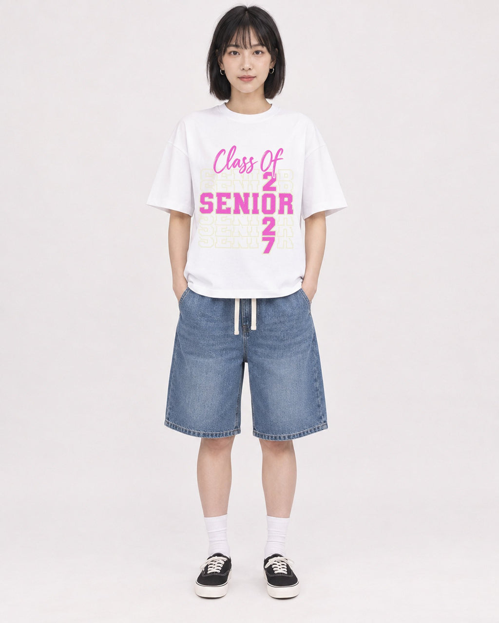 Mockup Boxy Heavyweight Tee White female full-body 11