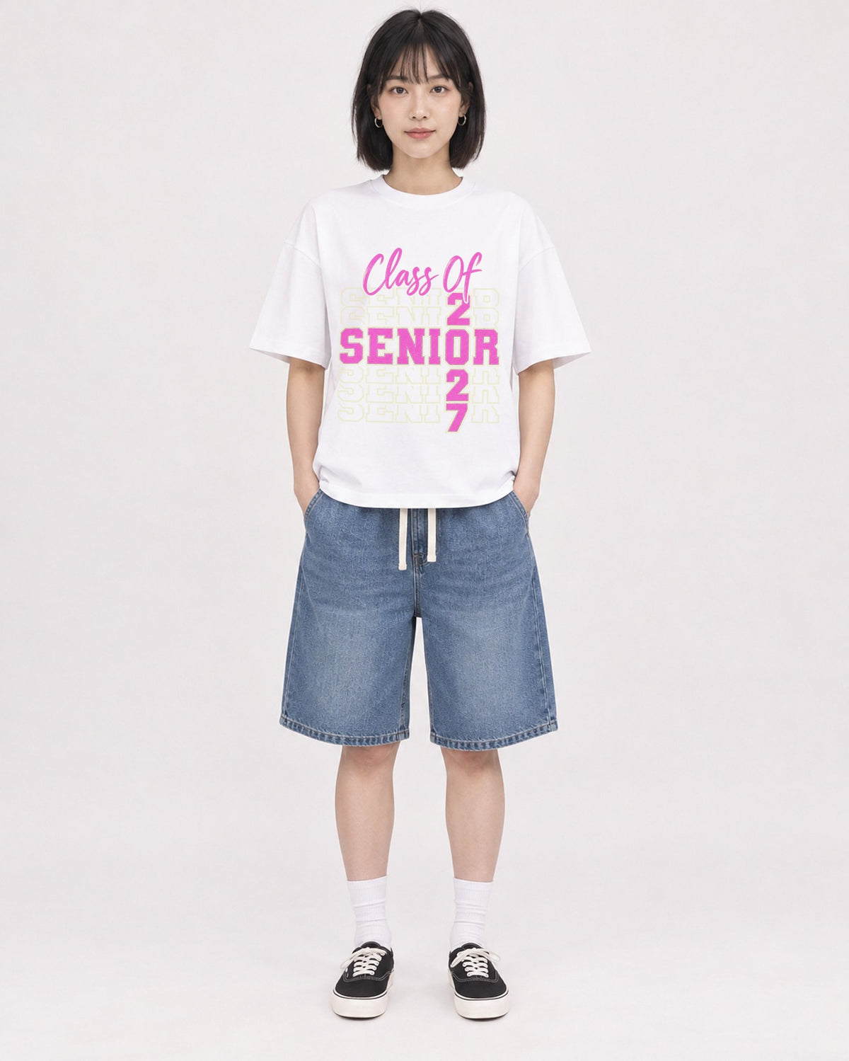 Mockup Boxy Heavyweight Tee White female full-body 11