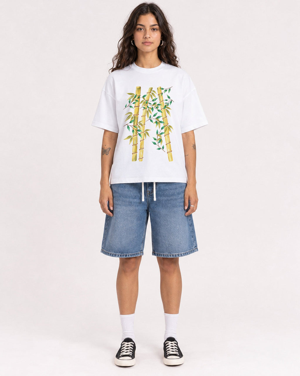 Mockup Boxy Heavyweight Tee White female full-body 06