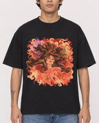 Mockup Boxy Heavyweight Tee Black male close-up 06