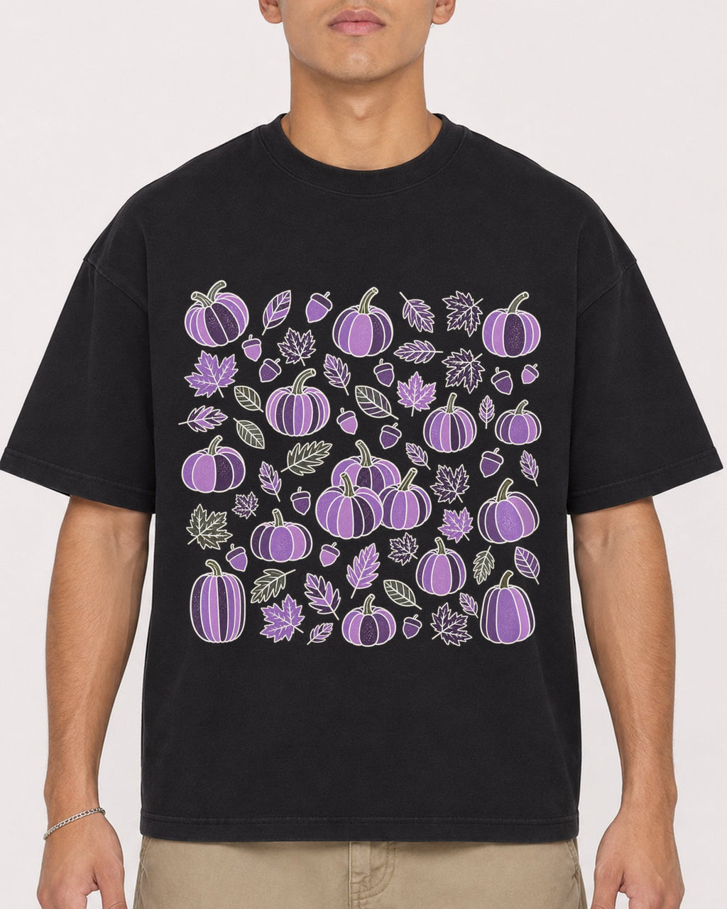 Mockup Boxy Heavyweight Tee Black male close-up 16