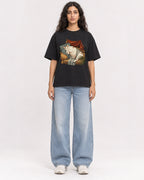 Mockup Boxy Heavyweight Tee Black female full-body 07