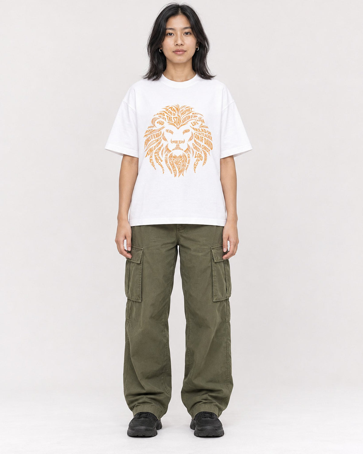 Mockup Boxy Heavyweight Tee White female full-body 22
