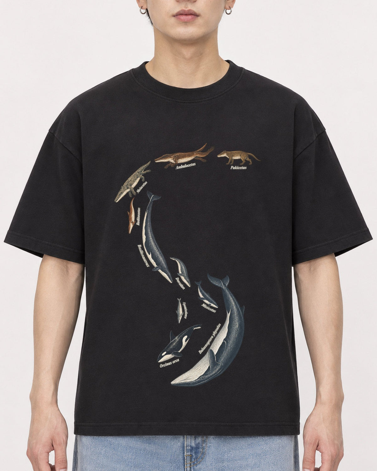 Mockup Boxy Heavyweight Tee Black male close-up 01