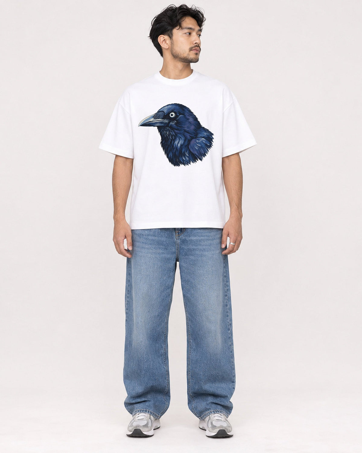 Mockup Boxy Heavyweight Tee White male full-body 02