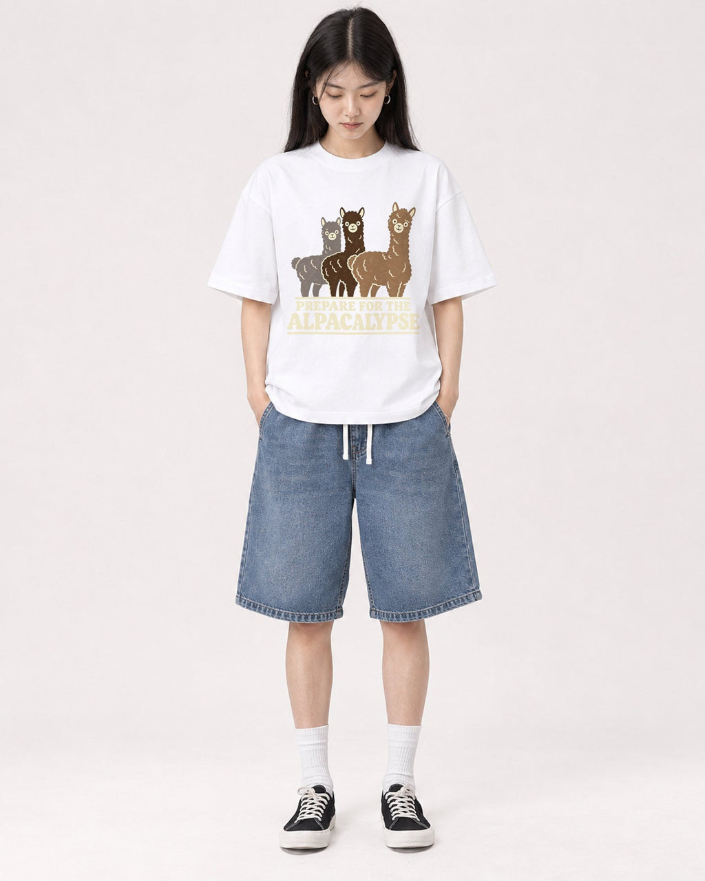 Mockup Boxy Heavyweight Tee White female full-body 01