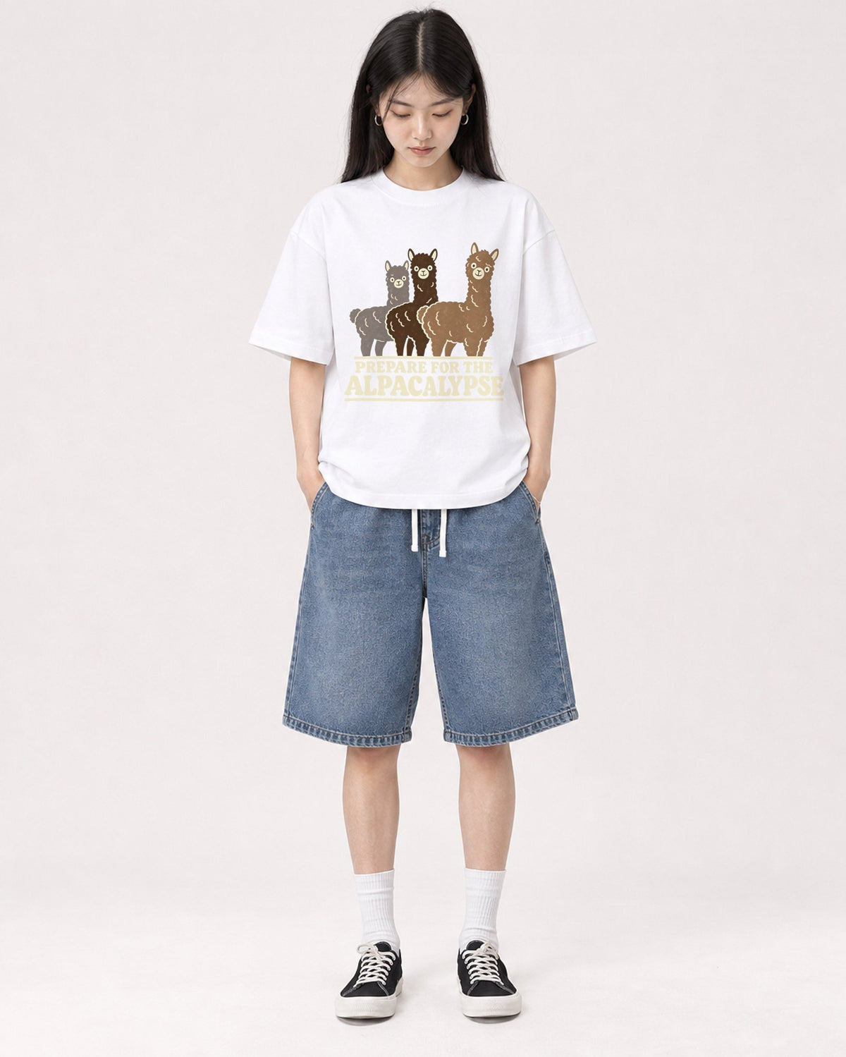 Mockup Boxy Heavyweight Tee White female full-body 01