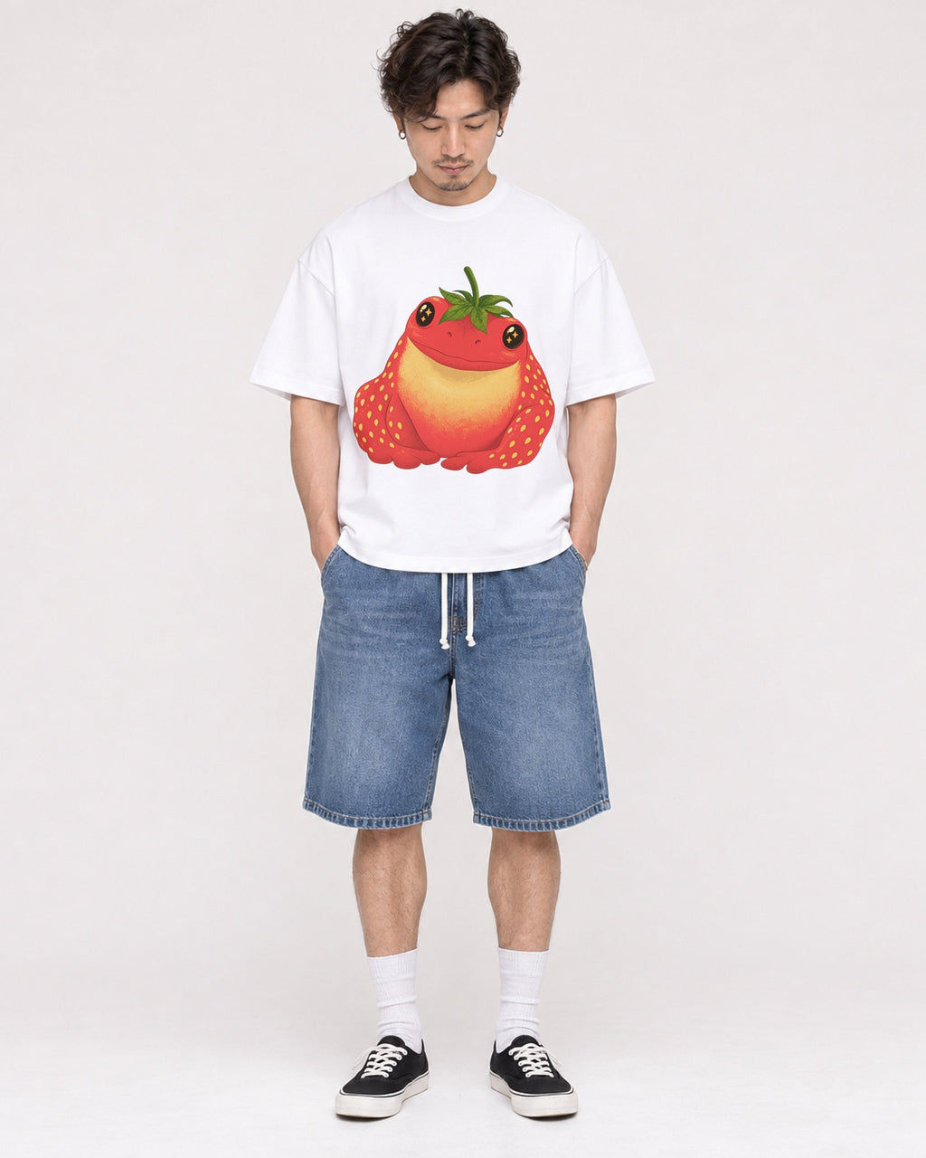 Mockup Boxy Heavyweight Tee White male full-body 03