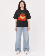 Mockup Boxy Heavyweight Tee Black female full-body 03