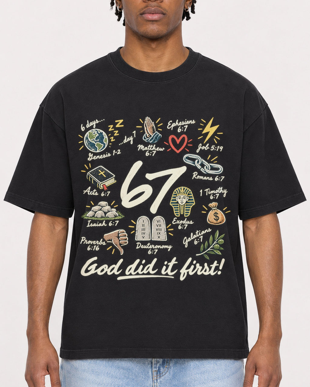 Mockup Boxy Heavyweight Tee Black male close-up 05
