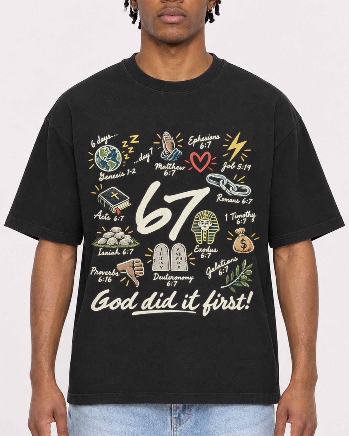 Mockup Boxy Heavyweight Tee Black male close-up 05