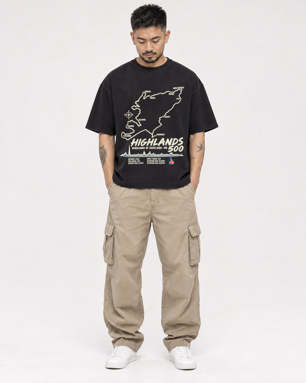 Mockup Boxy Heavyweight Tee Black male full-body 12