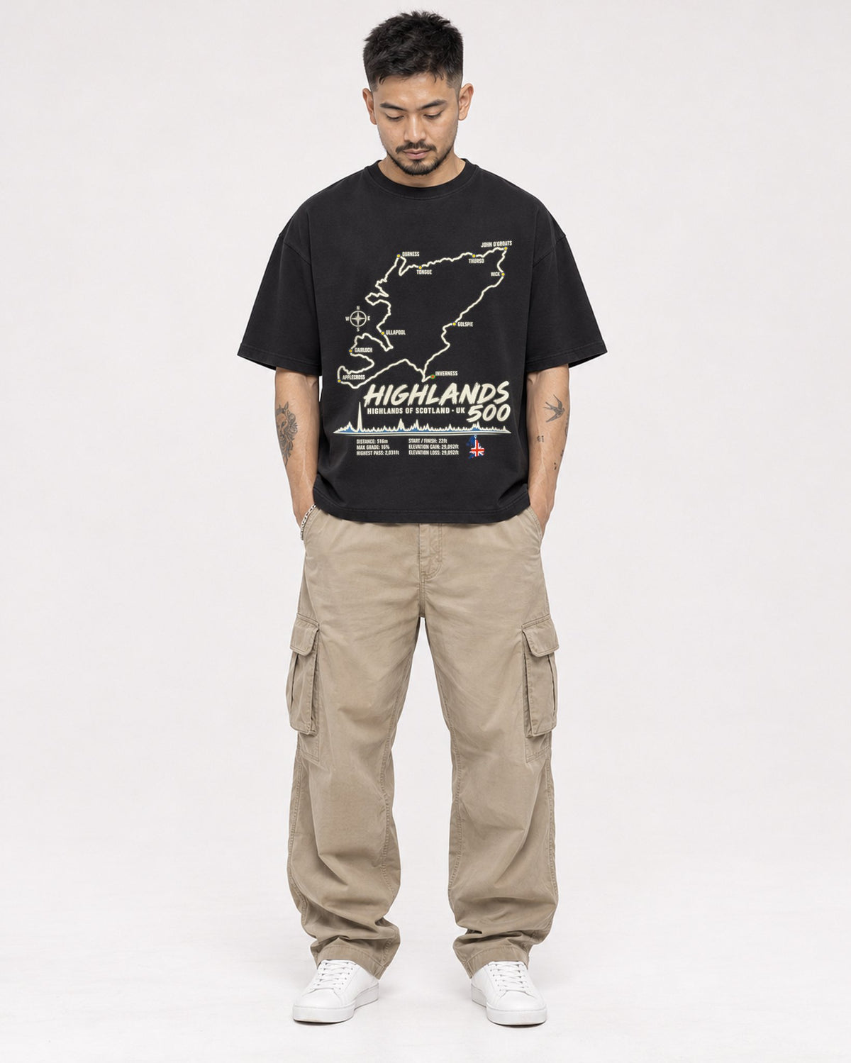 Mockup Boxy Heavyweight Tee Black male full-body 12
