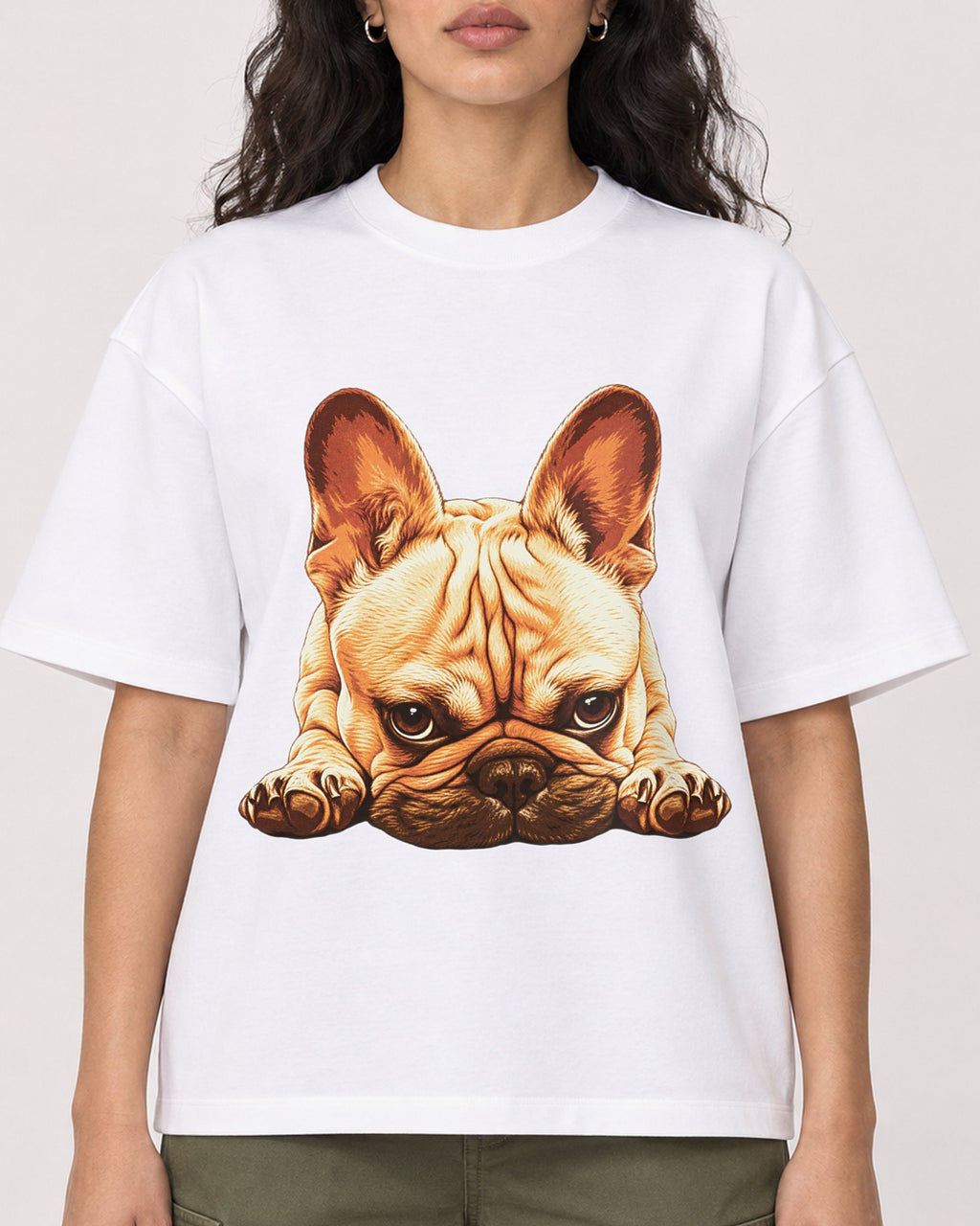 Mockup Boxy Heavyweight Tee White female close-up 07