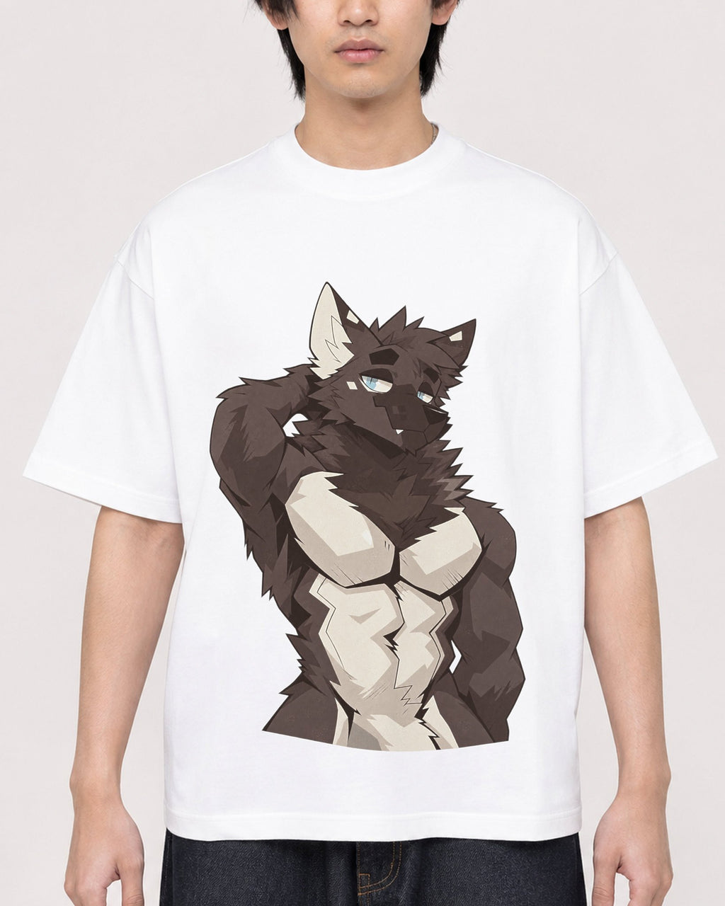 Mockup Boxy Heavyweight Tee White male close-up 11