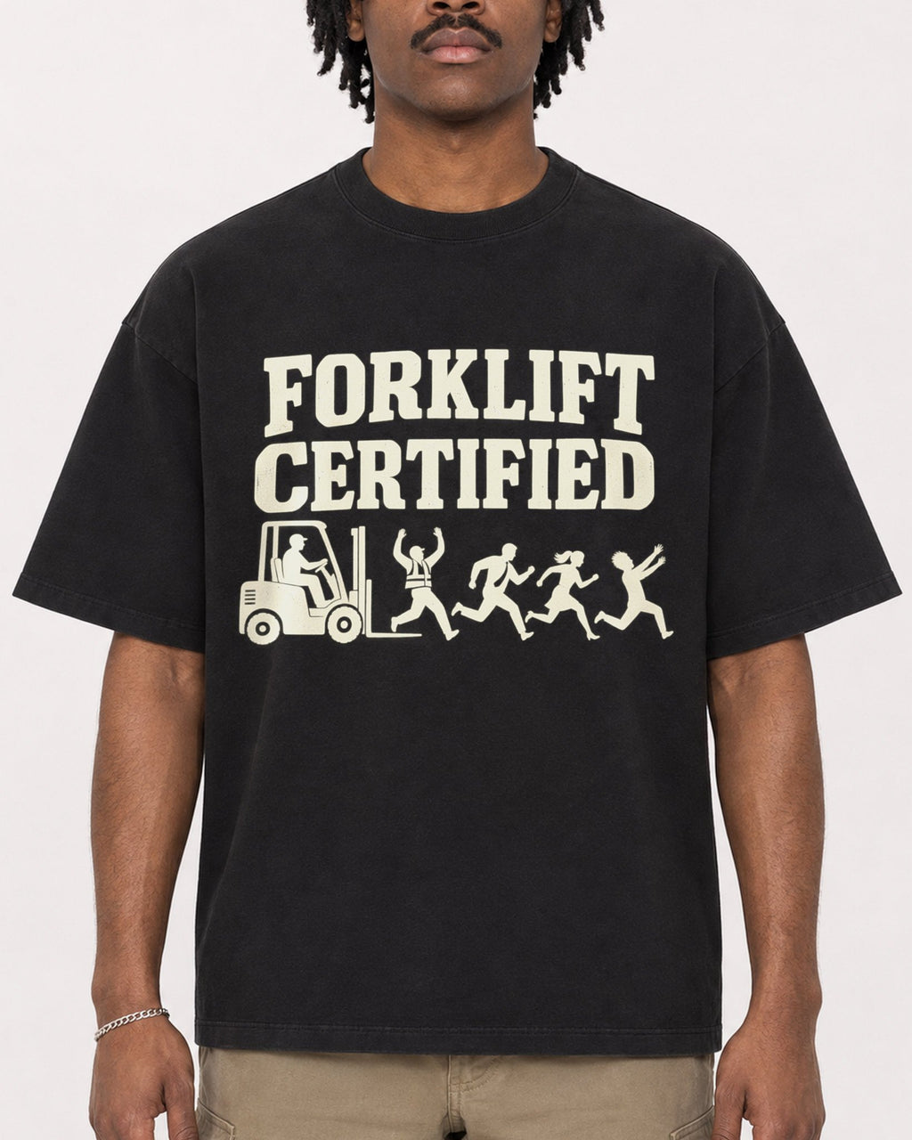 Mockup Boxy Heavyweight Tee Black male close-up 04