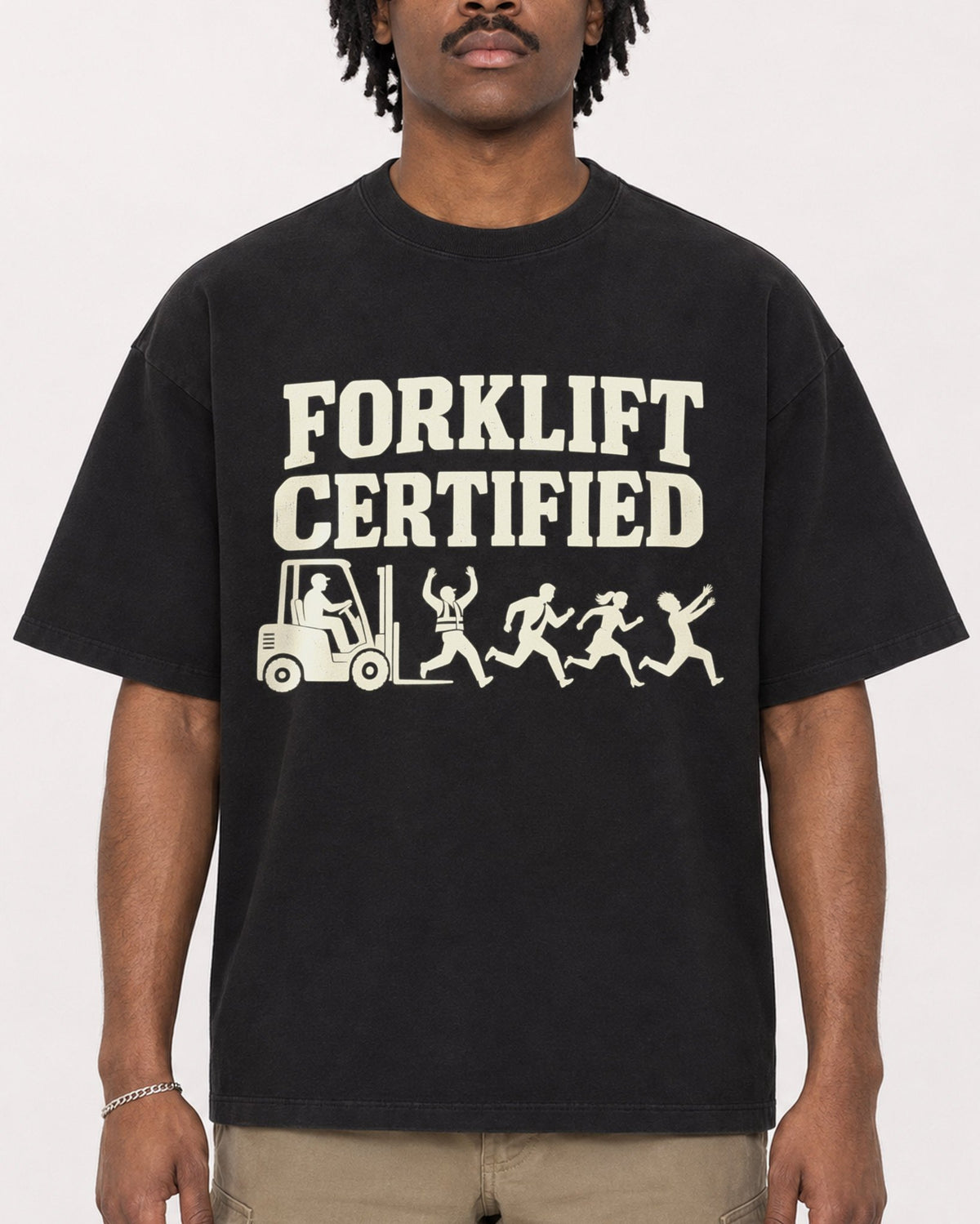 Mockup Boxy Heavyweight Tee Black male close-up 04