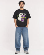 Mockup Boxy Heavyweight Tee Black male full-body 02