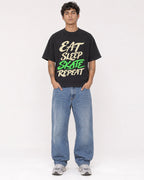Mockup Boxy Heavyweight Tee Black male full-body 06