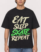 Mockup Boxy Heavyweight Tee Black male close-up 06