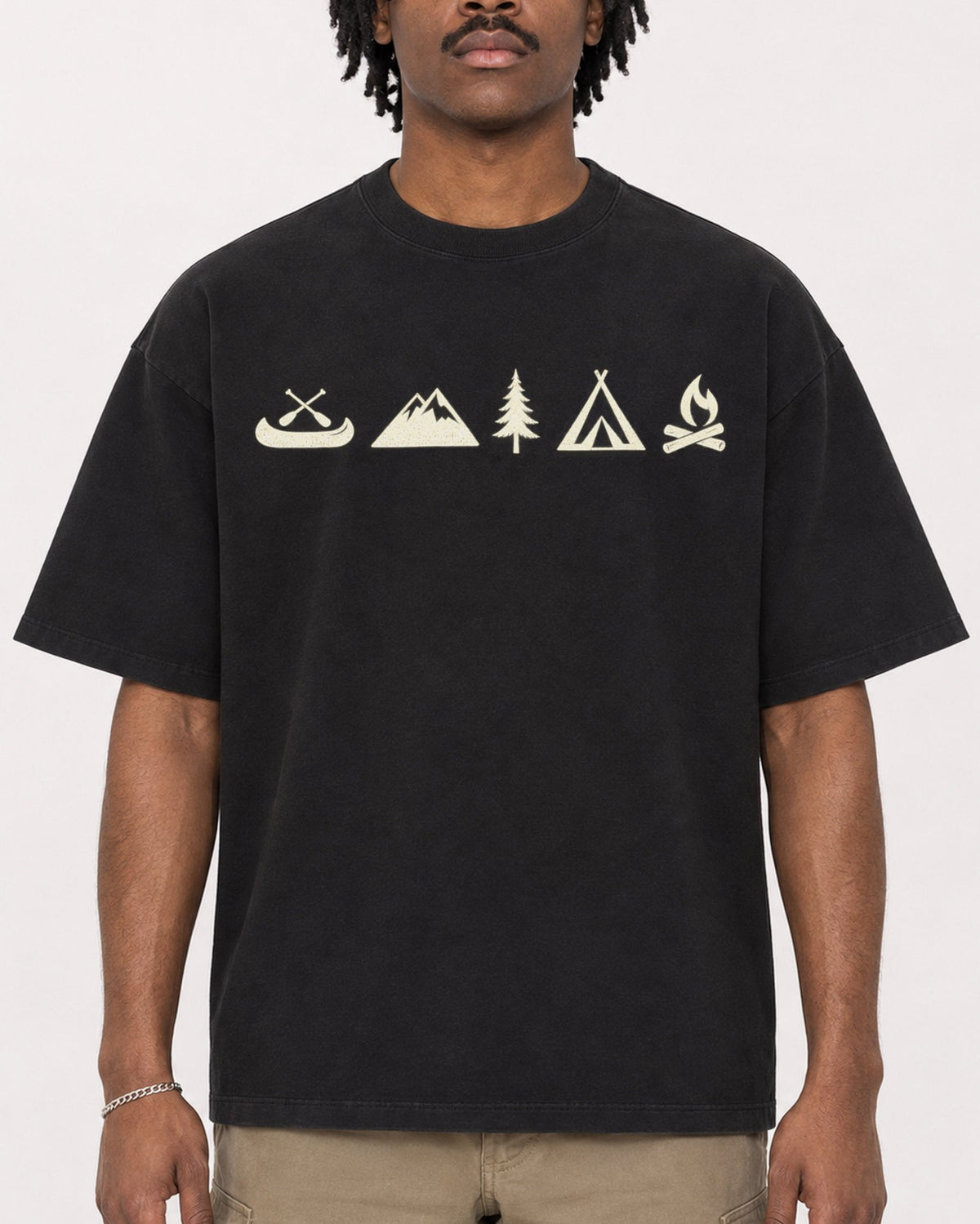 Mockup Boxy Heavyweight Tee Black male close-up 04