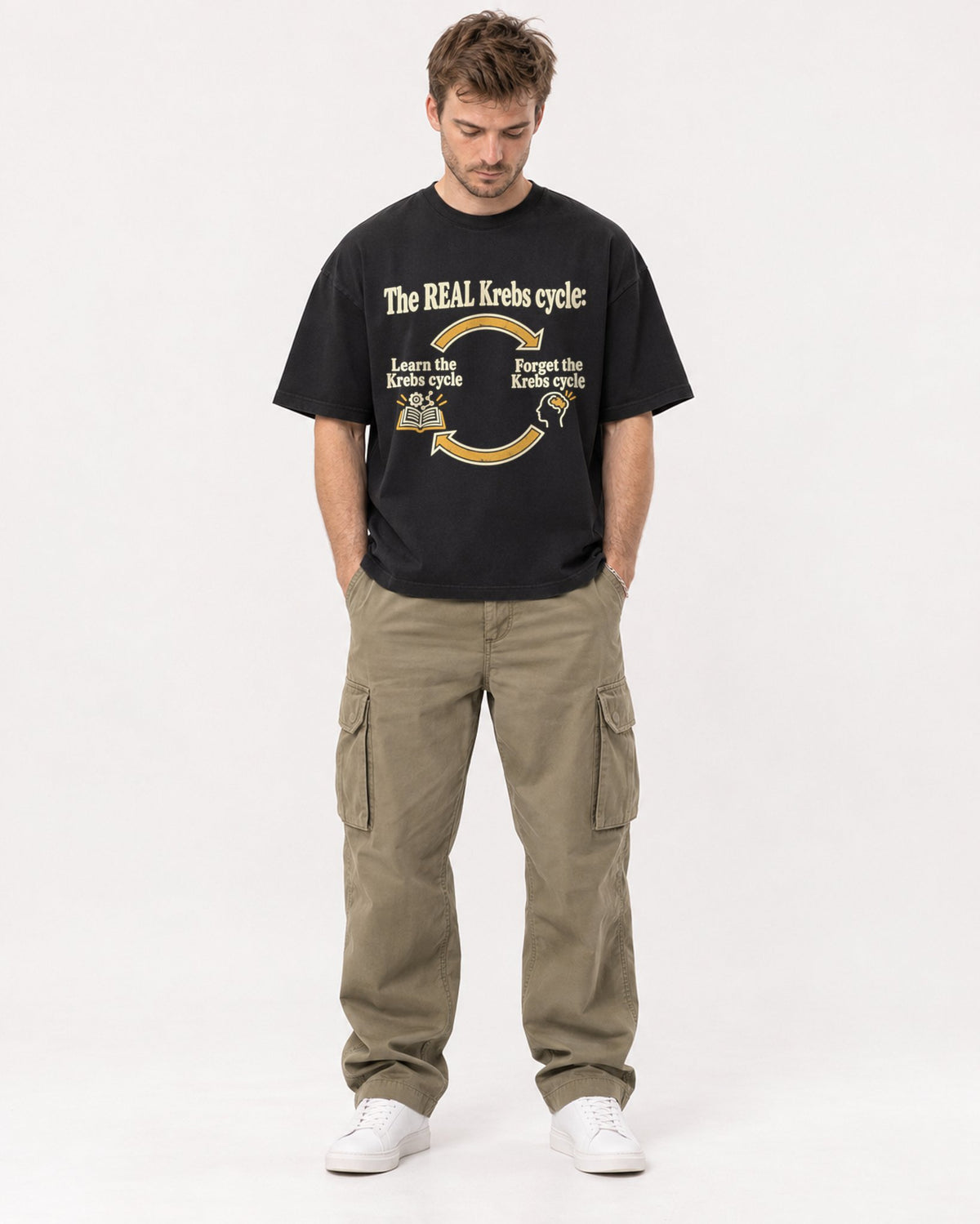 Mockup Boxy Heavyweight Tee Black male full-body 08
