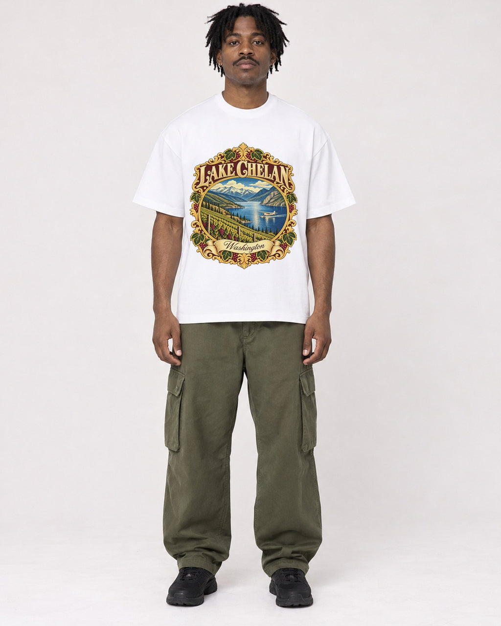 Mockup Boxy Heavyweight Tee White male full-body 04