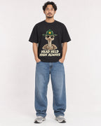 Mockup Boxy Heavyweight Tee Black male full-body 02