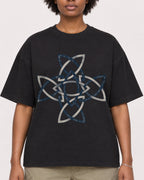 Mockup Boxy Heavyweight Tee Black female close-up 14