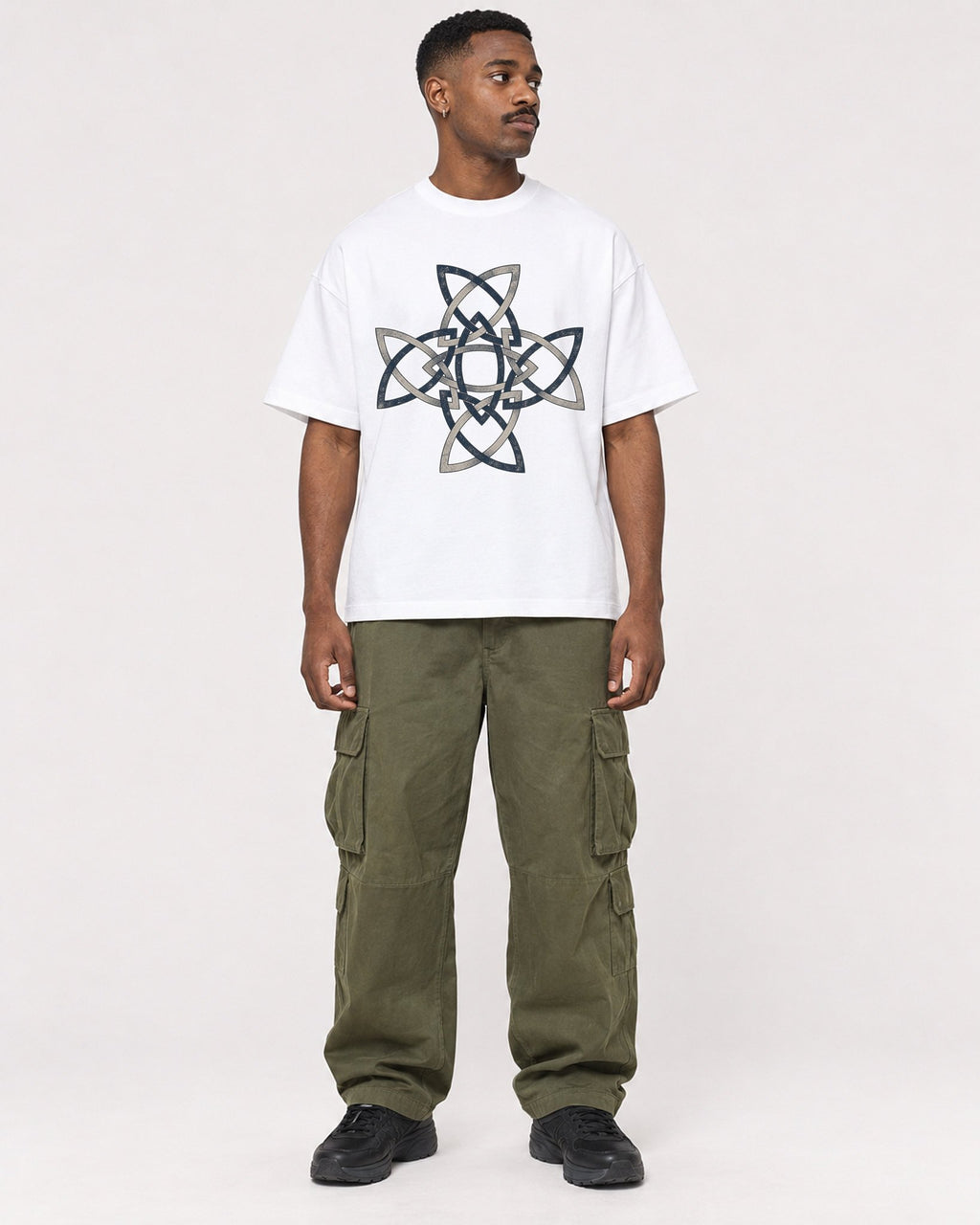 Mockup Boxy Heavyweight Tee White male full-body 14
