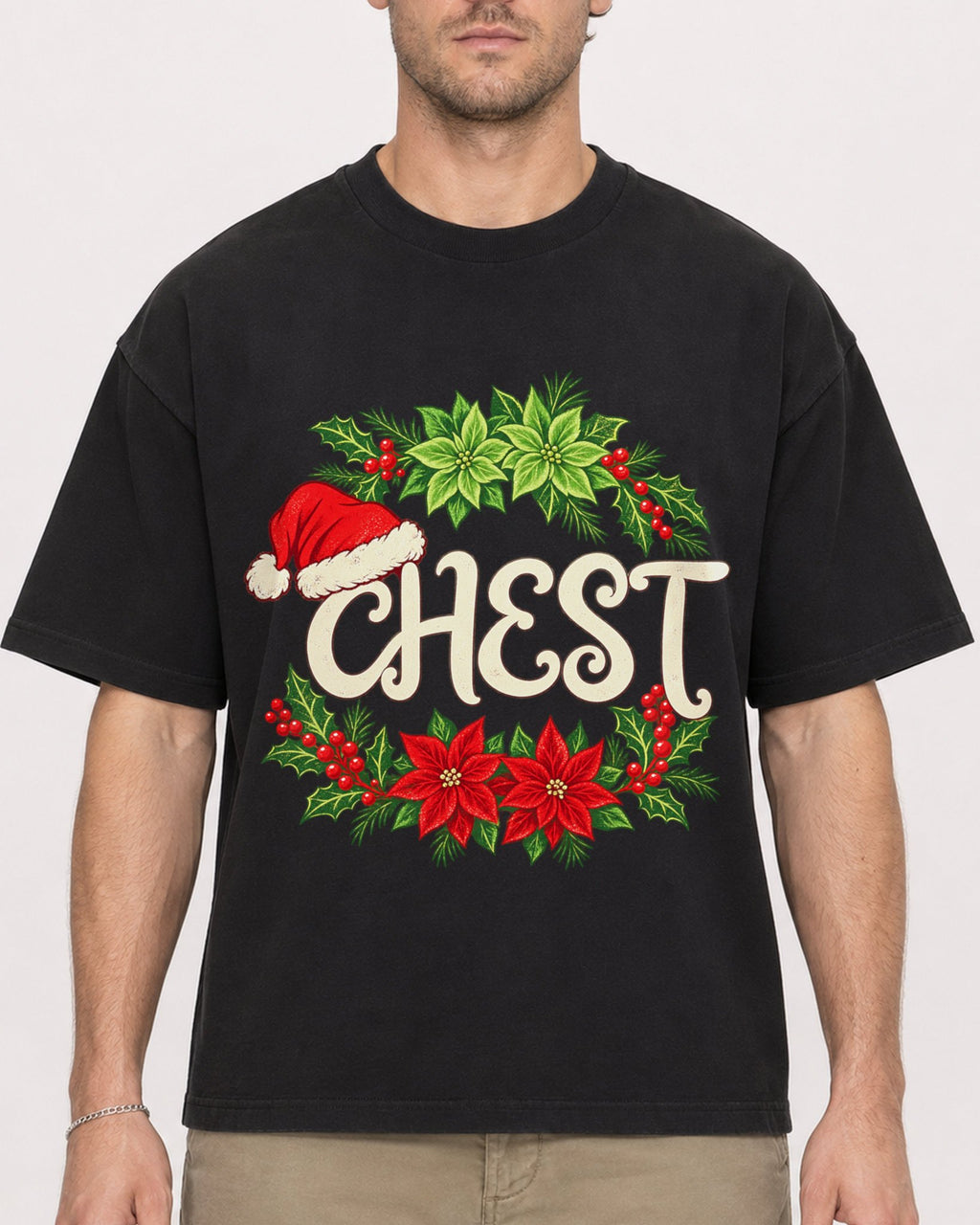 Mockup Boxy Heavyweight Tee Black male close-up 08