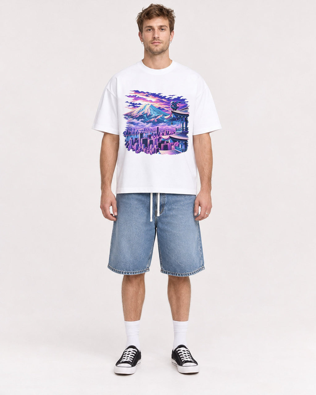 Mockup Boxy Heavyweight Tee White male full-body 08