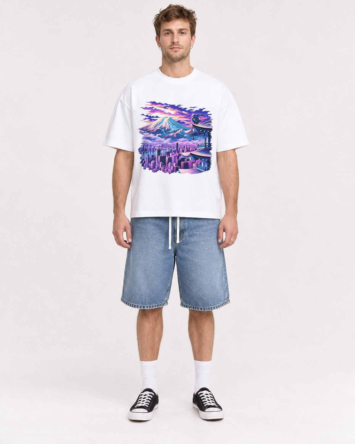 Mockup Boxy Heavyweight Tee White male full-body 08