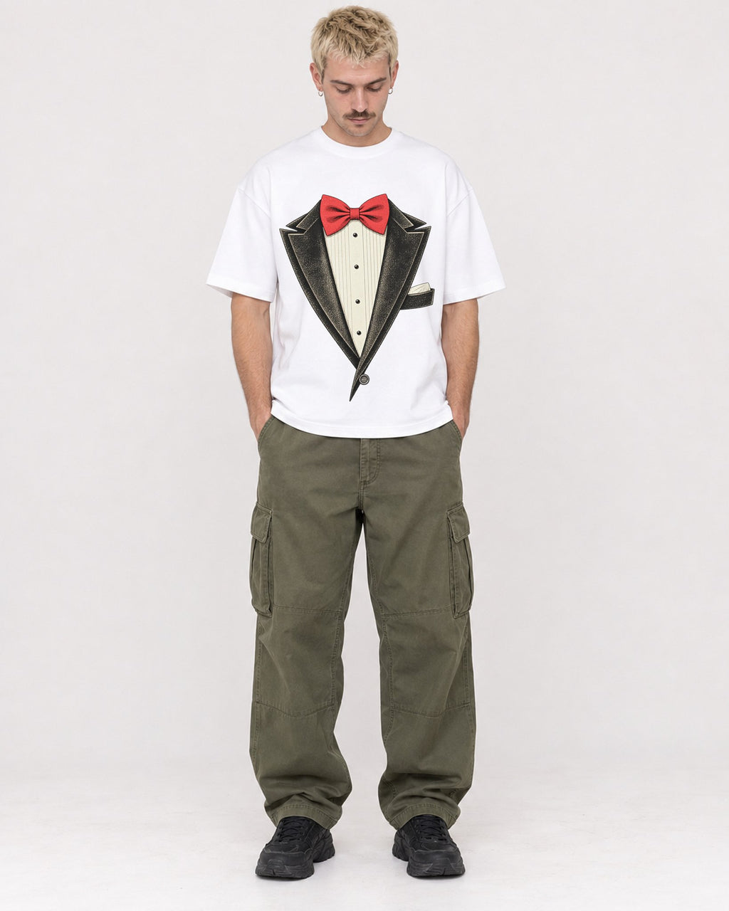 Mockup Boxy Heavyweight Tee White male full-body 39