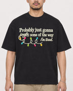 Mockup Boxy Heavyweight Tee Black male close-up 32