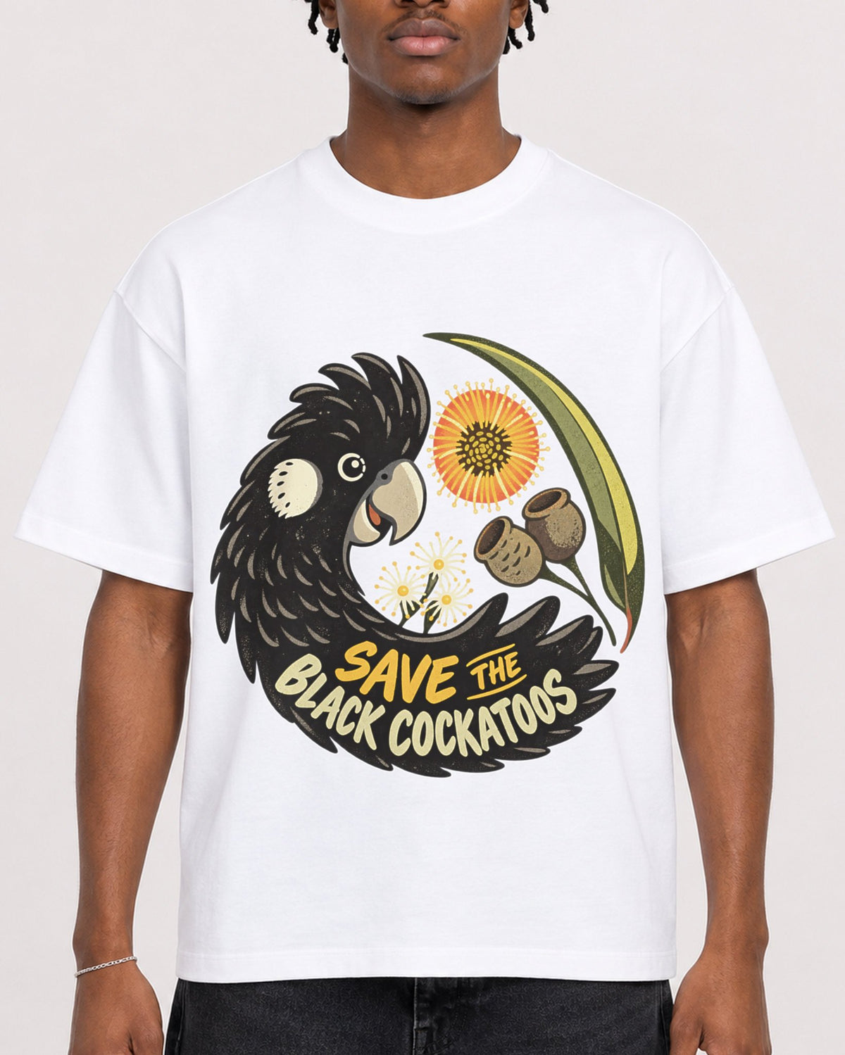 Mockup Boxy Heavyweight Tee White male close-up 05