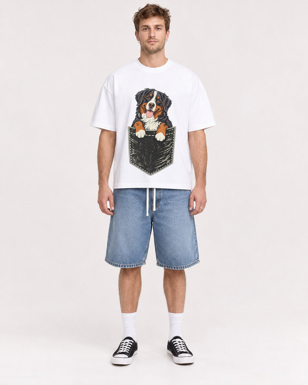 Mockup Boxy Heavyweight Tee White male full-body 08