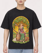 Mockup Boxy Heavyweight Tee Black male close-up 01