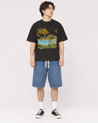 Mockup Boxy Heavyweight Tee Black male full-body 03