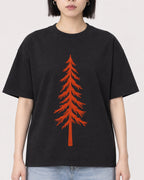 Mockup Boxy Heavyweight Tee Black female close-up 11