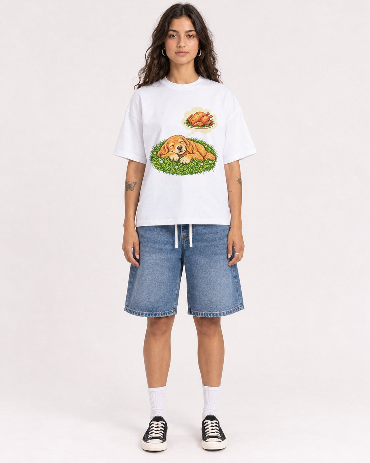 Mockup Boxy Heavyweight Tee White female full-body 06
