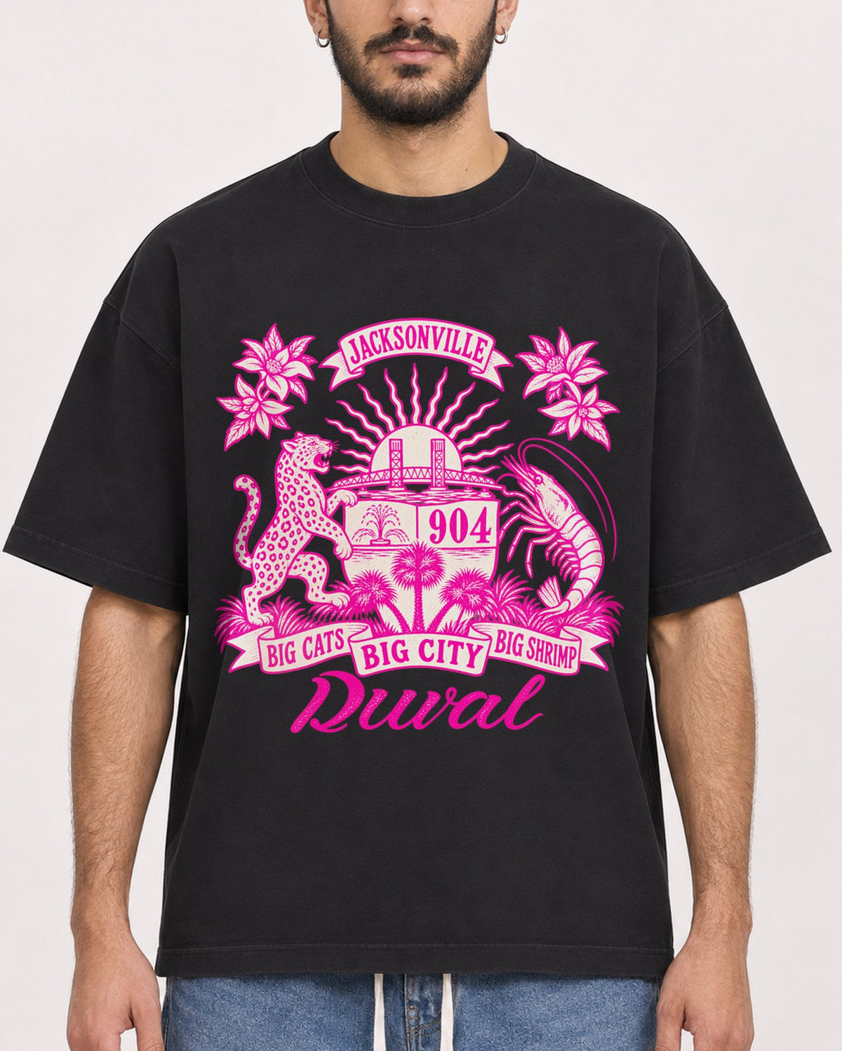 Mockup Boxy Heavyweight Tee Black male close-up 07