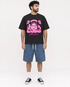 Mockup Boxy Heavyweight Tee Black male full-body 07