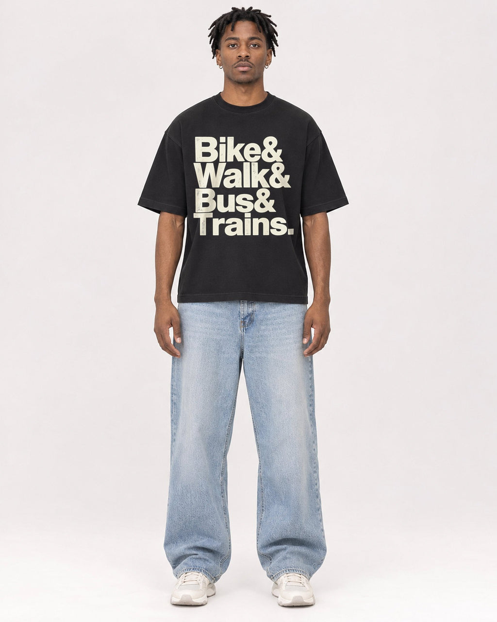 Mockup Boxy Heavyweight Tee Black male full-body 05