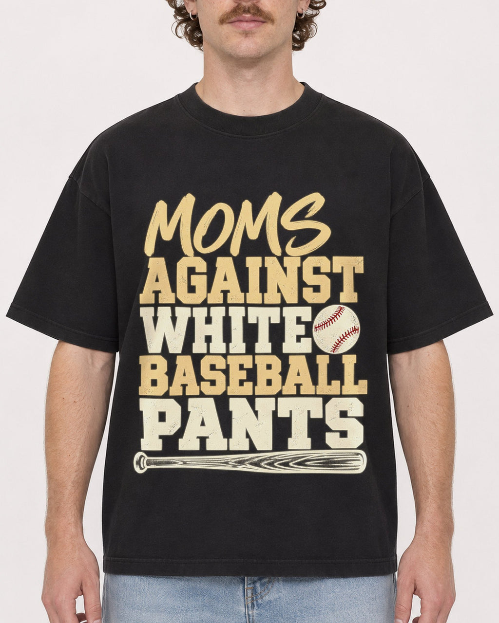Mockup Boxy Heavyweight Tee Black male close-up 09